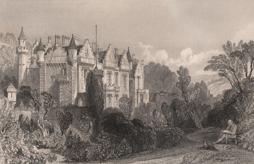 Abbotsford. Roxburghshire. Scotland. ALLOM 1838 old antique print picture